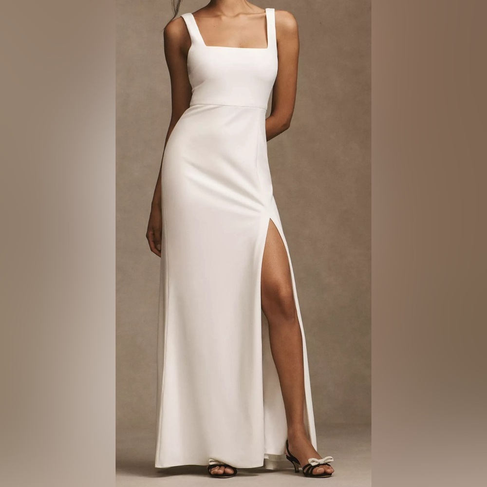 BHLDN Blake Square Neck Stretch Crepe Maxi Dress - White